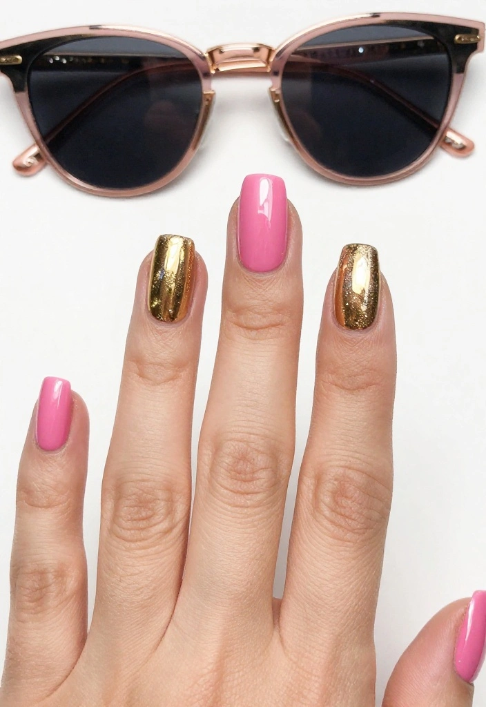18 Gold and Pink Nail Trends You Can't Miss This Season (Wait Until You See #6!) - 5. Metallic Dream 1