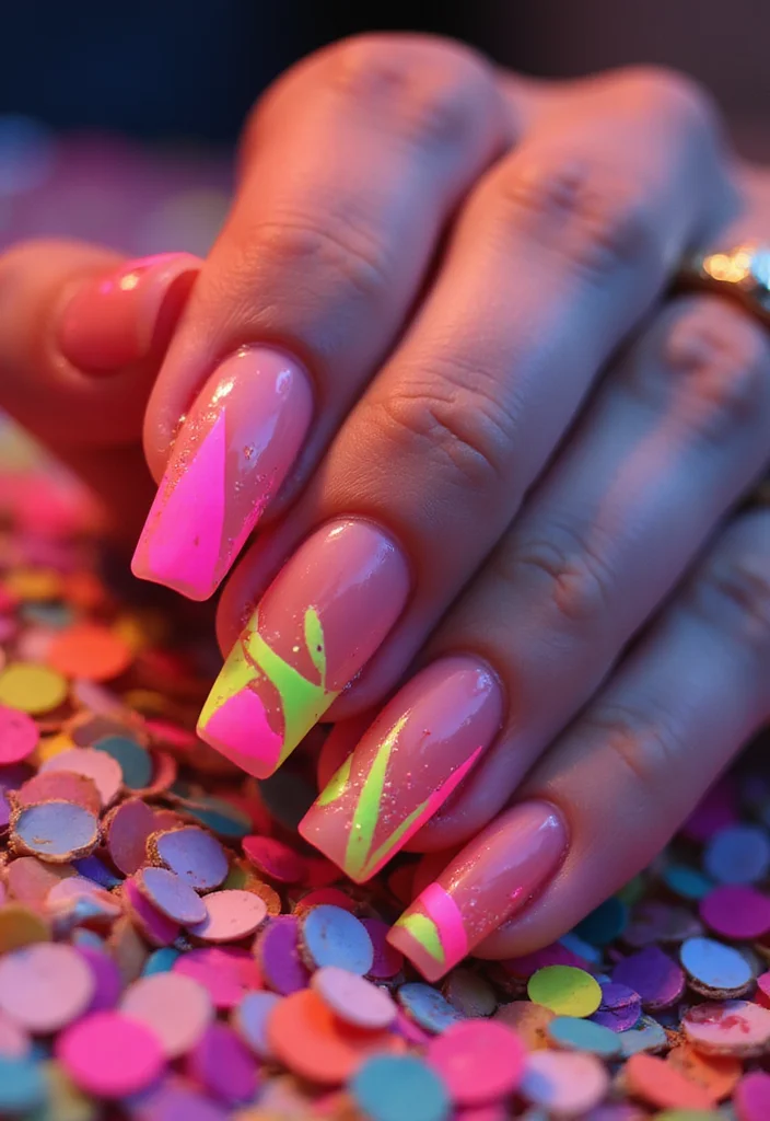 18 Gold and Pink Nail Trends You Can't Miss This Season (Wait Until You See #6!) - 8. Neon Accents 1