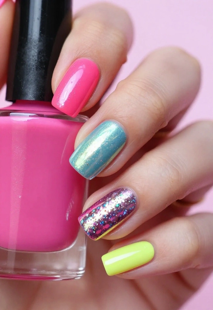 18 Trendy Glazed and Chrome Nail Looks for 2026 That Are Total Show-Stoppers! - 10. Neon Accents 1