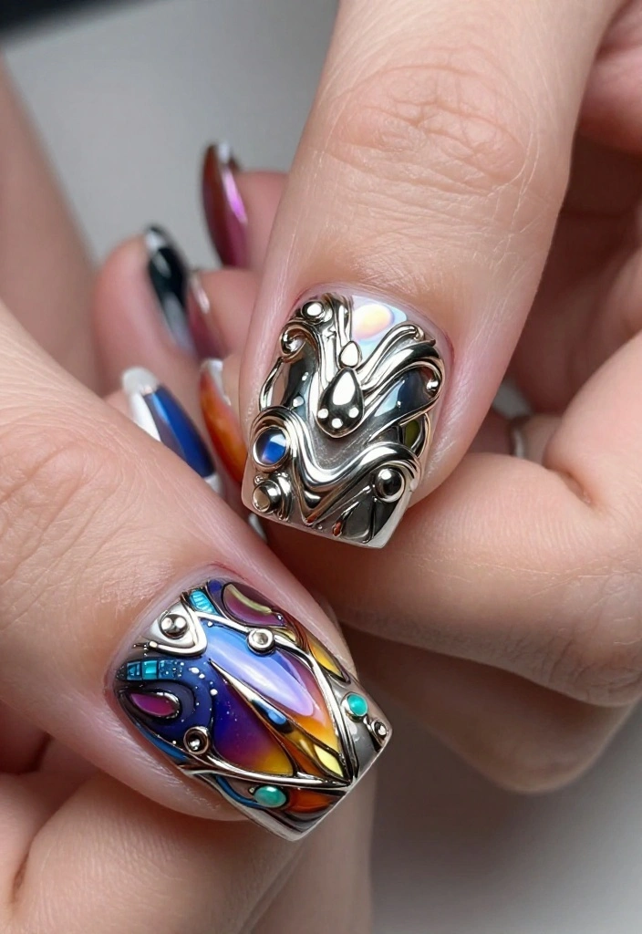 18 Trendy Glazed and Chrome Nail Looks for 2026 That Are Total Show-Stoppers! - 13. Statement Nail Art 1