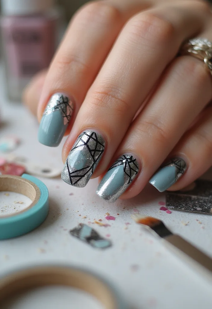 18 Trendy Glazed and Chrome Nail Looks for 2026 That Are Total Show-Stoppers! - 5. Geometric Glam 1