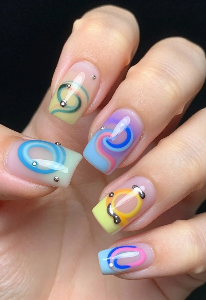 18 Trendy Glazed and Chrome Nail Looks for 2026 That Are Total Show-Stoppers! - 7. Colorful Swirls 1