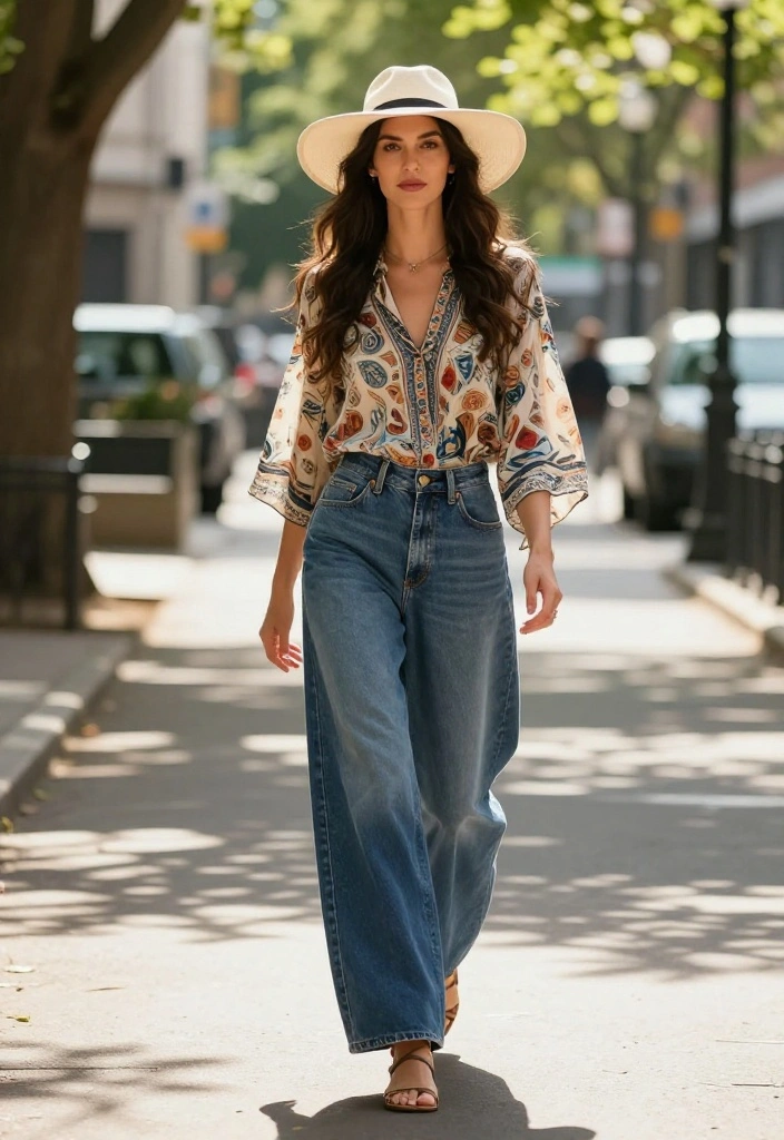 10 Stunning Wide-Leg Jeans Outfit Ideas That Will Turn Heads Everywhere! - 2. Bohemian Chic with Flowy Blouse 1