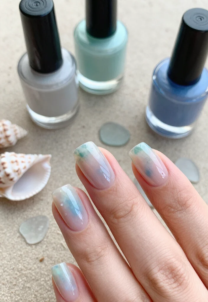 12 Stunning Sea Glass Nails That Will Transport You Straight to the Beach! - 10. Clear Ocean Dream 1