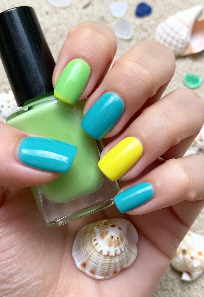12 Stunning Sea Glass Nails That Will Transport You Straight to the Beach! - 11. Tropical Breeze 1