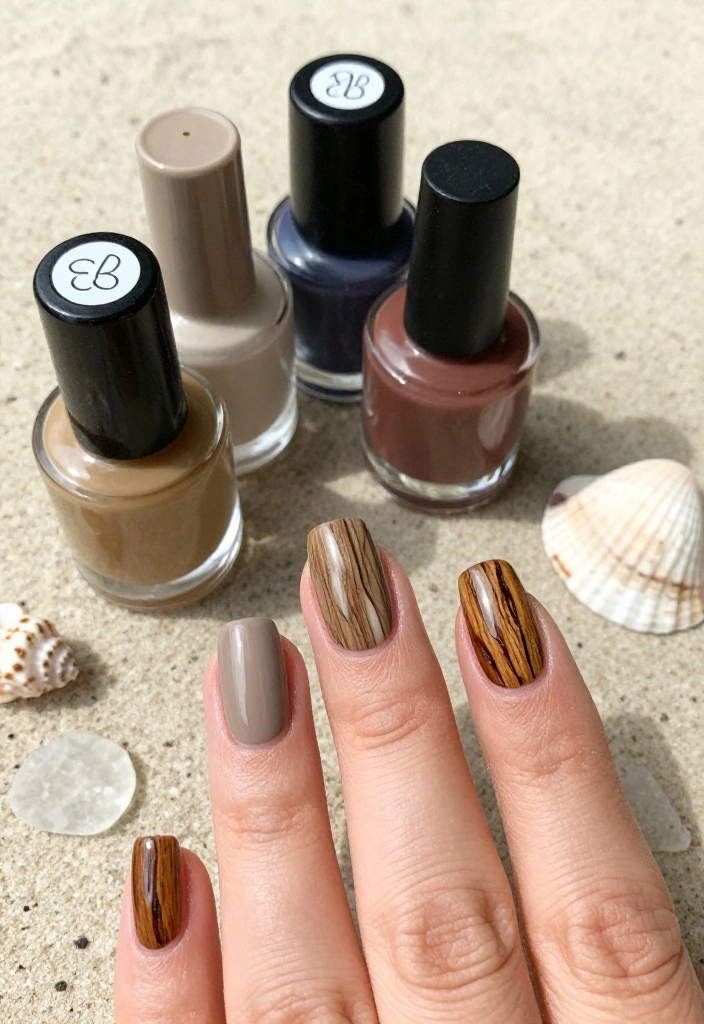 12 Stunning Sea Glass Nails That Will Transport You Straight to the Beach! - 12. Driftwood Charm 1