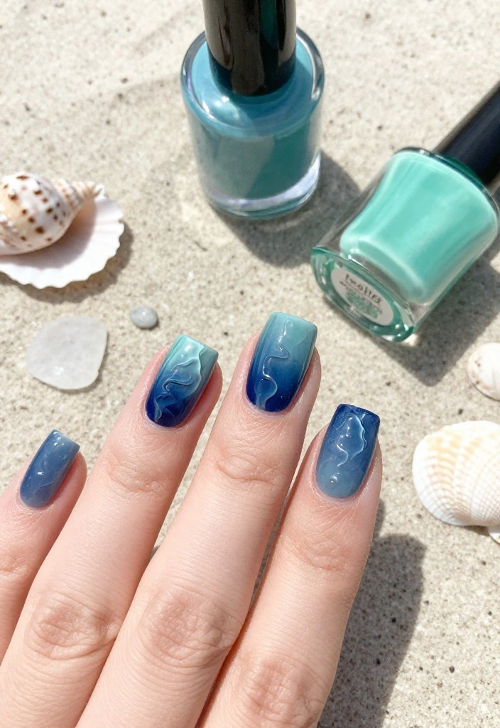 12 Stunning Sea Glass Nails That Will Transport You Straight to the Beach! - 6. Underwater Wave Ripples 1