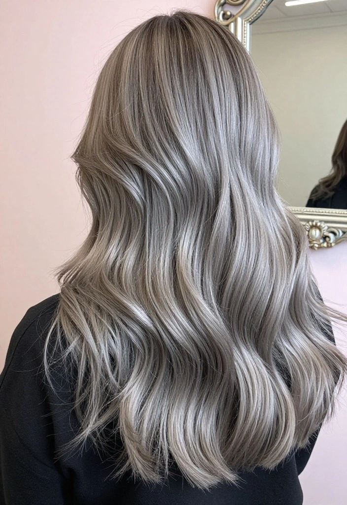 14 Hair Ideas Featuring a Soft Mix of Silver and Natural Shades (Get Ready to Shine!) - 1. Soft Silver Balayage with Ash Brown 1