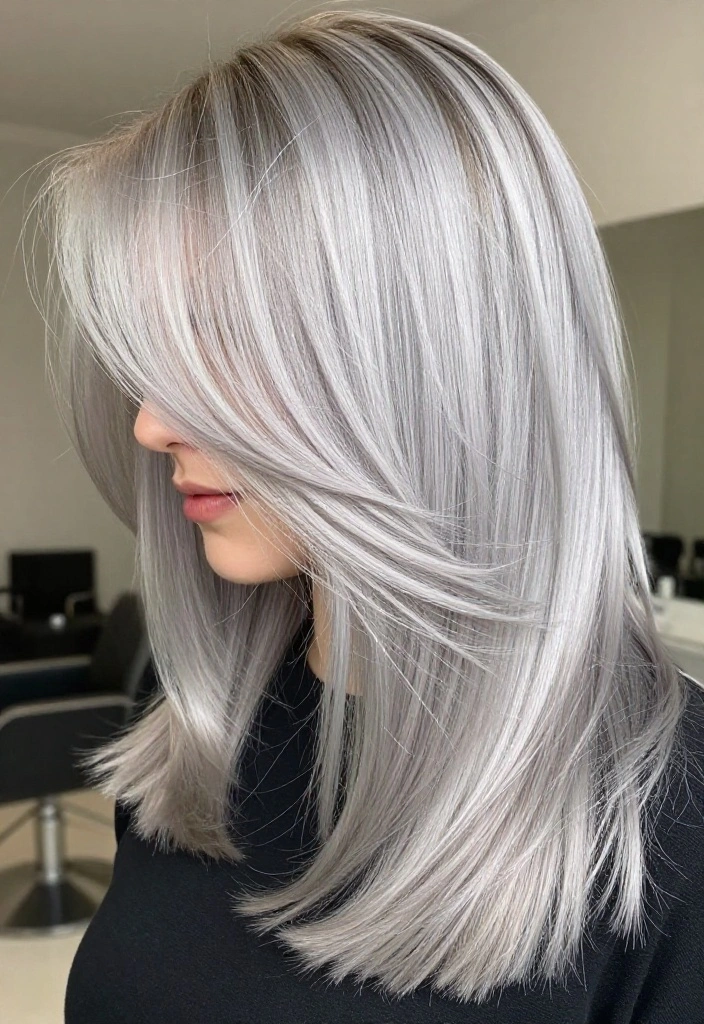 14 Hair Ideas Featuring a Soft Mix of Silver and Natural Shades (Get Ready to Shine!) - 13. Layered Silver and Natural Combo 1