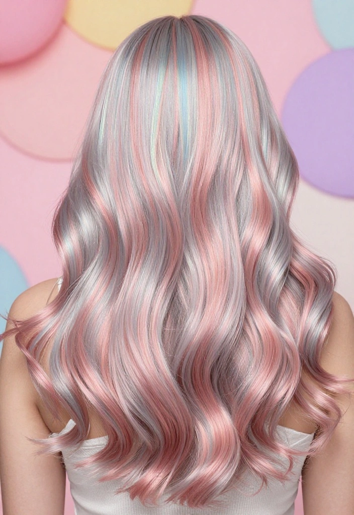 14 Hair Ideas Featuring a Soft Mix of Silver and Natural Shades (Get Ready to Shine!) - 7. Iridescent Silver with Rose Gold Undertones 1