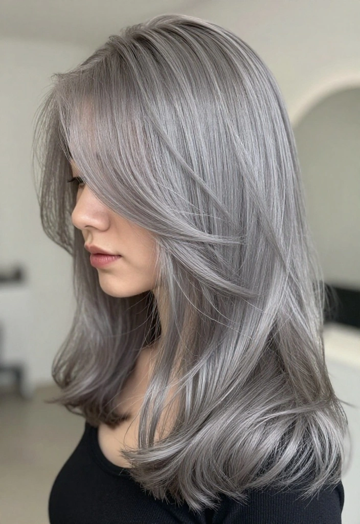 14 Hair Ideas Featuring a Soft Mix of Silver and Natural Shades (Get Ready to Shine!) - 9. Silver-Gray with Subtle Highlights 1