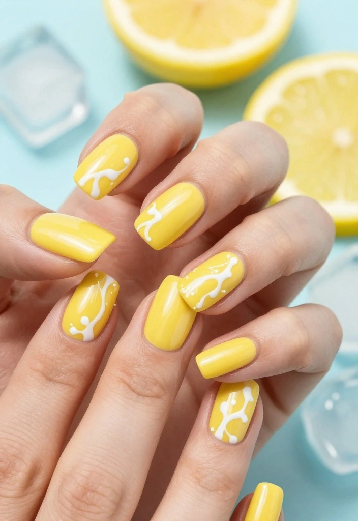 15 Adorable Lemon Nail Art Ideas You’ll Want to Try This Summer! - 1. Classic Lemonade Splash 1