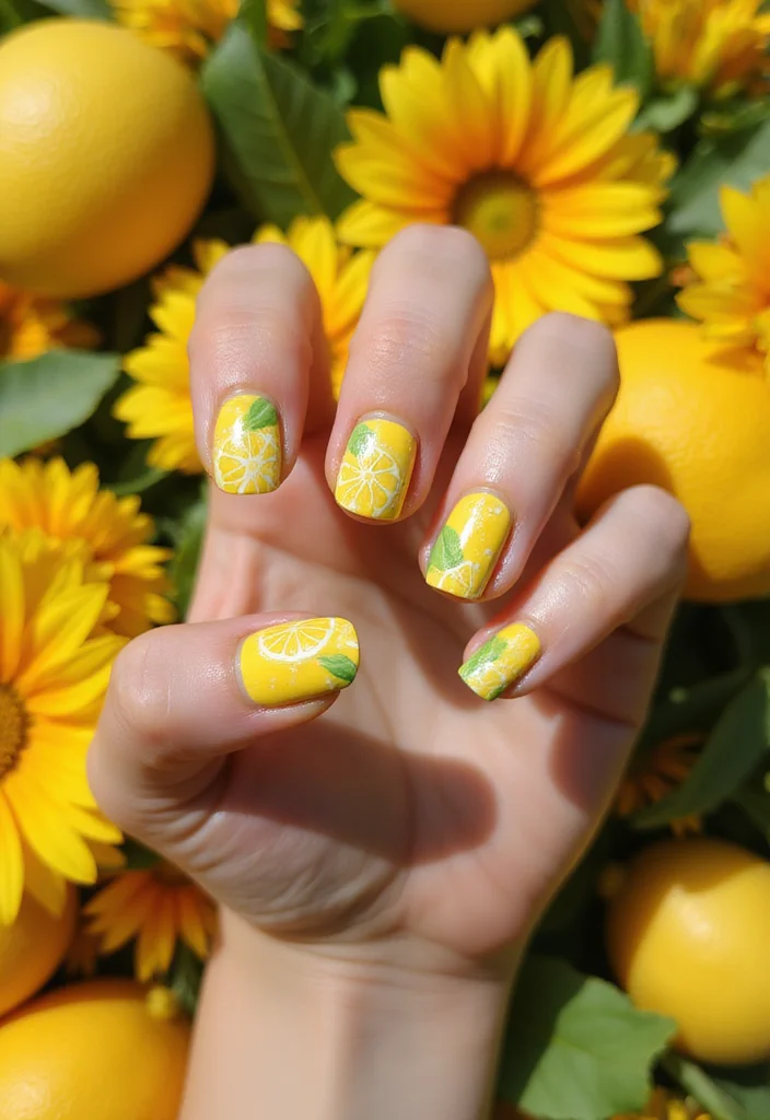 15 Adorable Lemon Nail Art Ideas You’ll Want to Try This Summer! - 10. Abstract Lemon Art 1