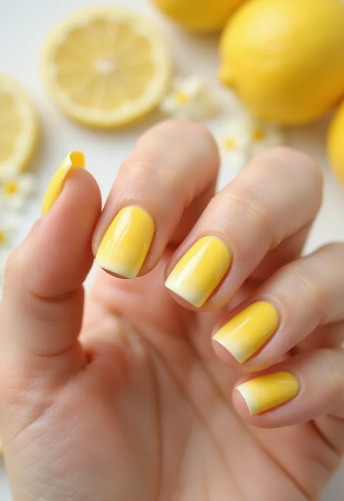 15 Adorable Lemon Nail Art Ideas You’ll Want to Try This Summer! - 5. Fruity Lemon Ombre 1