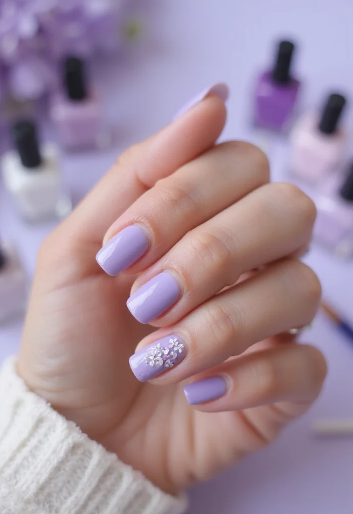 17 Trendy Floral Nail Designs with Tiny White Flowers to Inspire You! - 10. Soft Lavender with Delicate White Florals 1