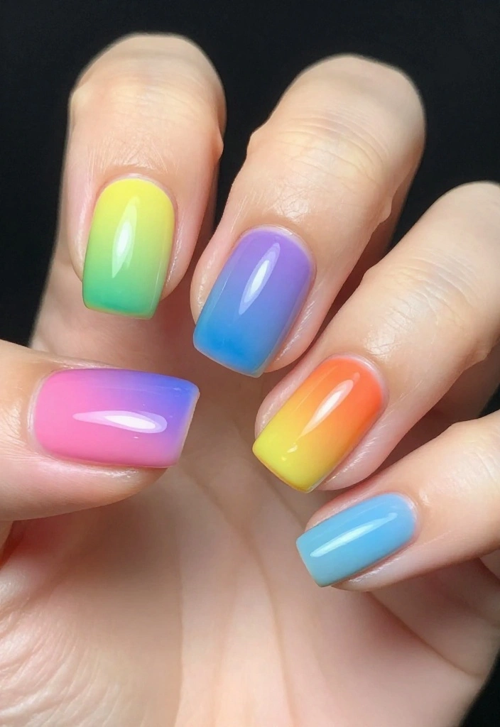 18 Dreamy Gradient Nail Designs That'll Have Everyone Asking for Your Secret (Check Out #3!) - 10. Rainbow Whirl 1