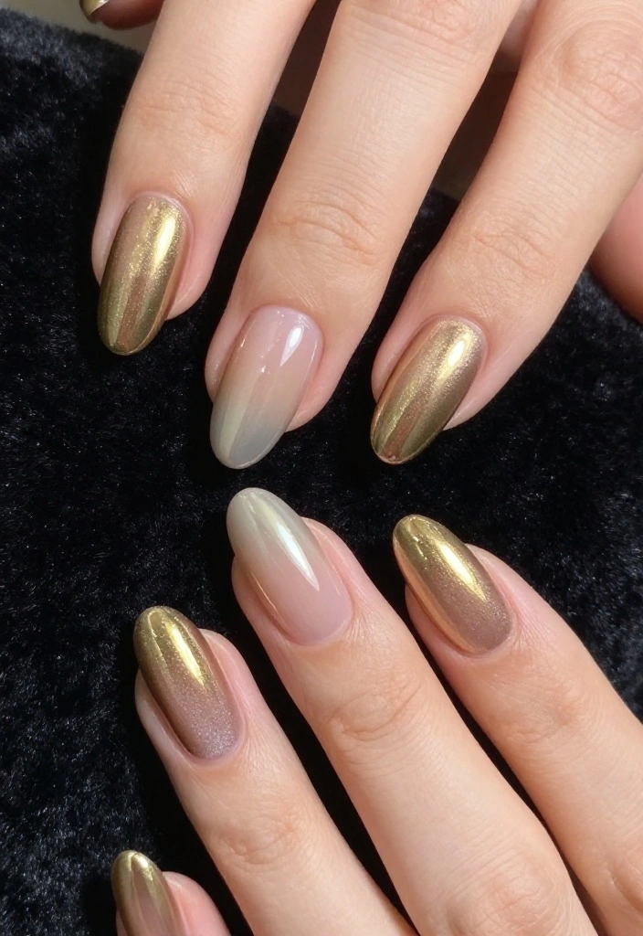 18 Dreamy Gradient Nail Designs That'll Have Everyone Asking for Your Secret (Check Out #3!) - 11. Metallic Elegance 1