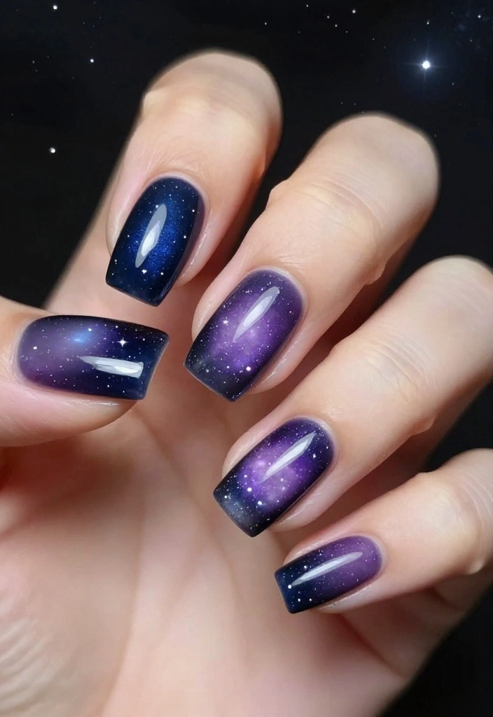 18 Dreamy Gradient Nail Designs That'll Have Everyone Asking for Your Secret (Check Out #3!) - 13. Galactic Glow 1