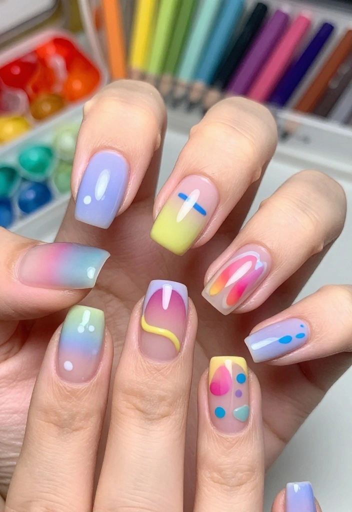 18 Dreamy Gradient Nail Designs That'll Have Everyone Asking for Your Secret (Check Out #3!) - 16. Artistic Abstract 1