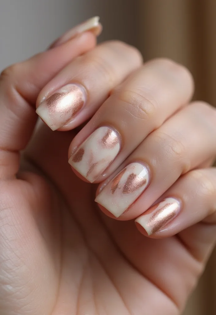 18 Dreamy Gradient Nail Designs That'll Have Everyone Asking for Your Secret (Check Out #3!) - 17. Soft Metallic Marble 1