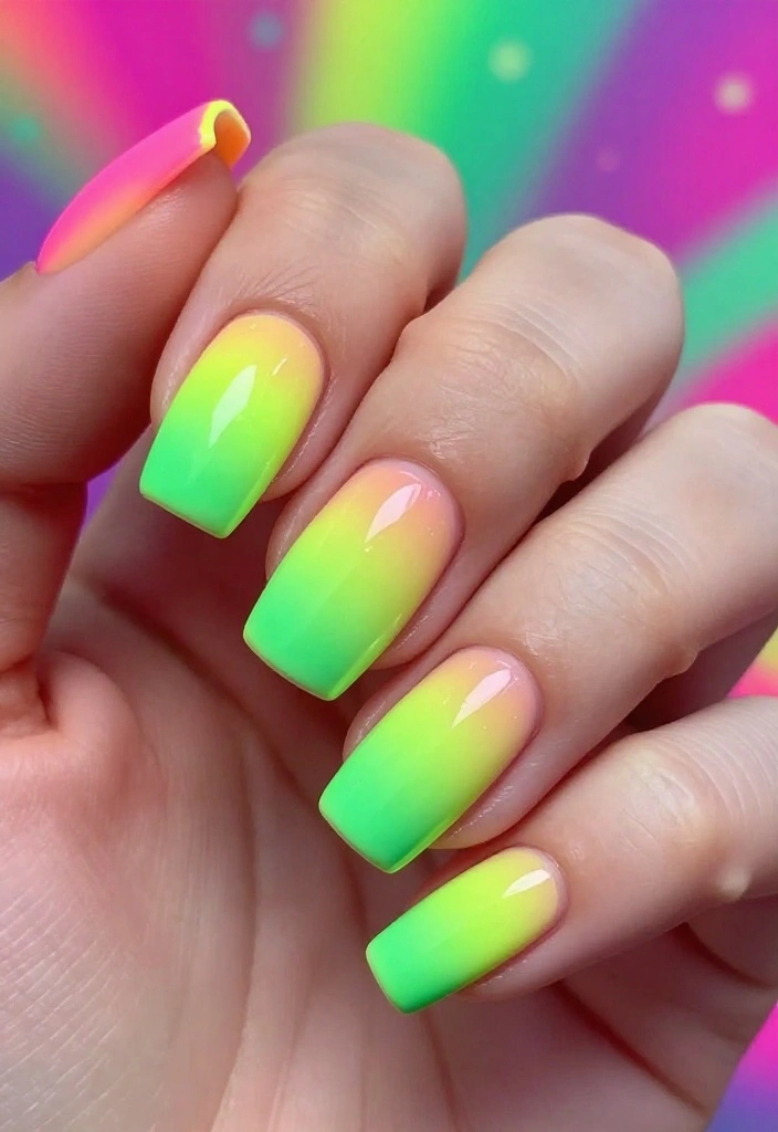 18 Dreamy Gradient Nail Designs That'll Have Everyone Asking for Your Secret (Check Out #3!) - 8. Neon Fiesta 1
