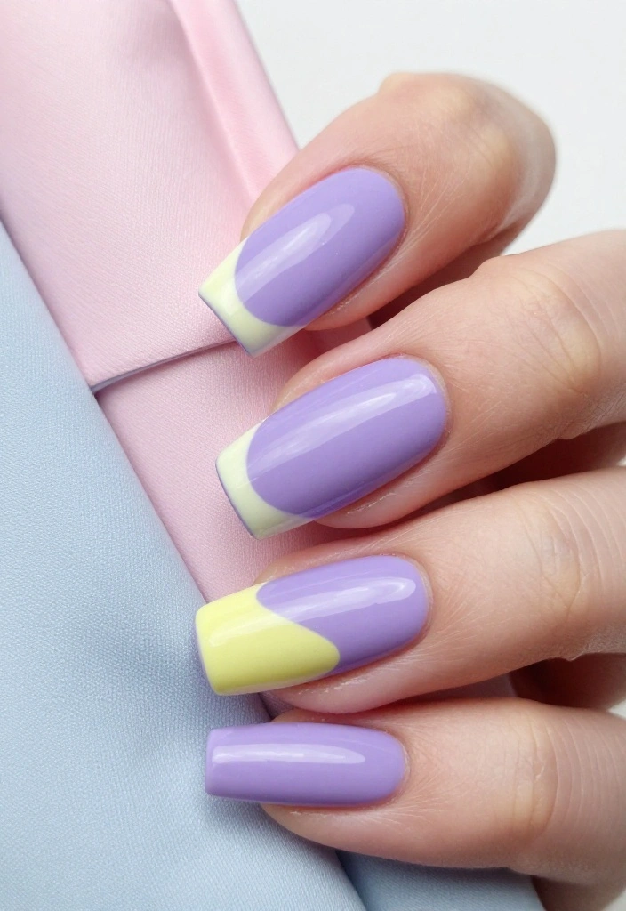 19 Gorgeous Milky Pastel Lavender Nail Color Ideas That Are Total Show-Stoppers! - 14. Lavender Color Block 1