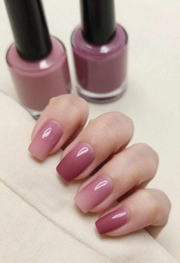 22 Trendy Nail Designs Featuring Dusty Rose and Soft Mauve (You’ll Be Obsessed with #8!) - 1. Chic Dusty Rose Ombre 1