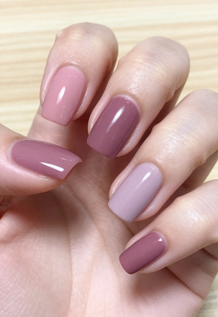 22 Trendy Nail Designs Featuring Dusty Rose and Soft Mauve (You’ll Be Obsessed with #8!) - 11. Dusty Rose and Soft Mauve Color Block 1