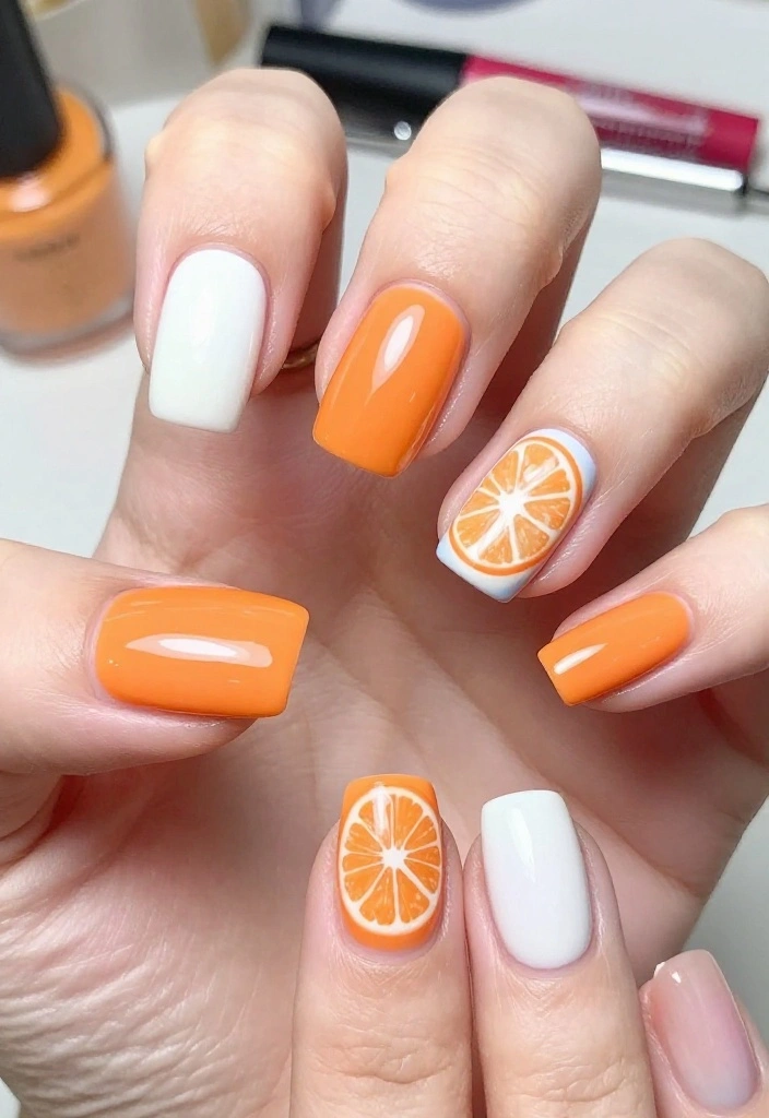 25 Glazed Donut Nail Designs for 2026 That Are Total Show-Stoppers! - 18. Tropical Citrus 1
