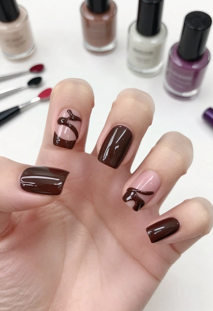 25 Glazed Donut Nail Designs for 2026 That Are Total Show-Stoppers! - 2. Chocolate Drizzle Delight 1