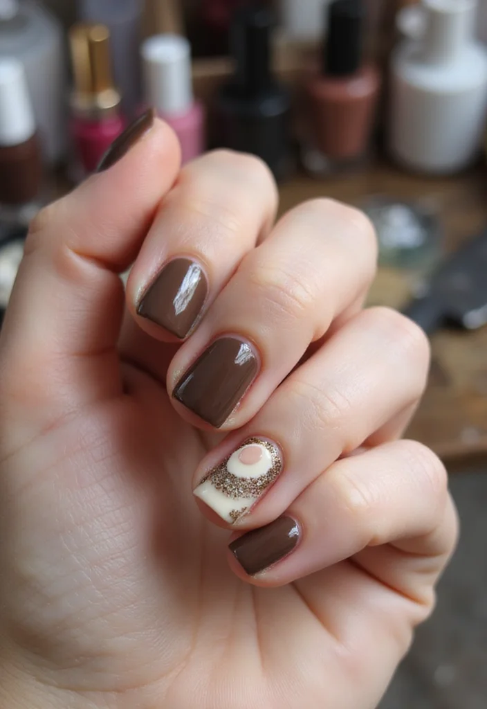 25 Glazed Donut Nail Designs for 2026 That Are Total Show-Stoppers! - 20. Earthy Mocha 1
