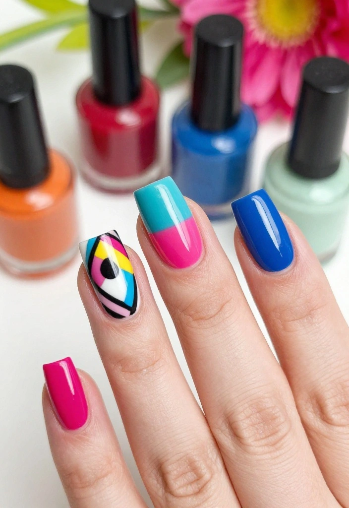 Step By Step: How to Choose Stunning Wedding Nail Ideas for Your Big Day - 6. Bold Colors and Patterns 1