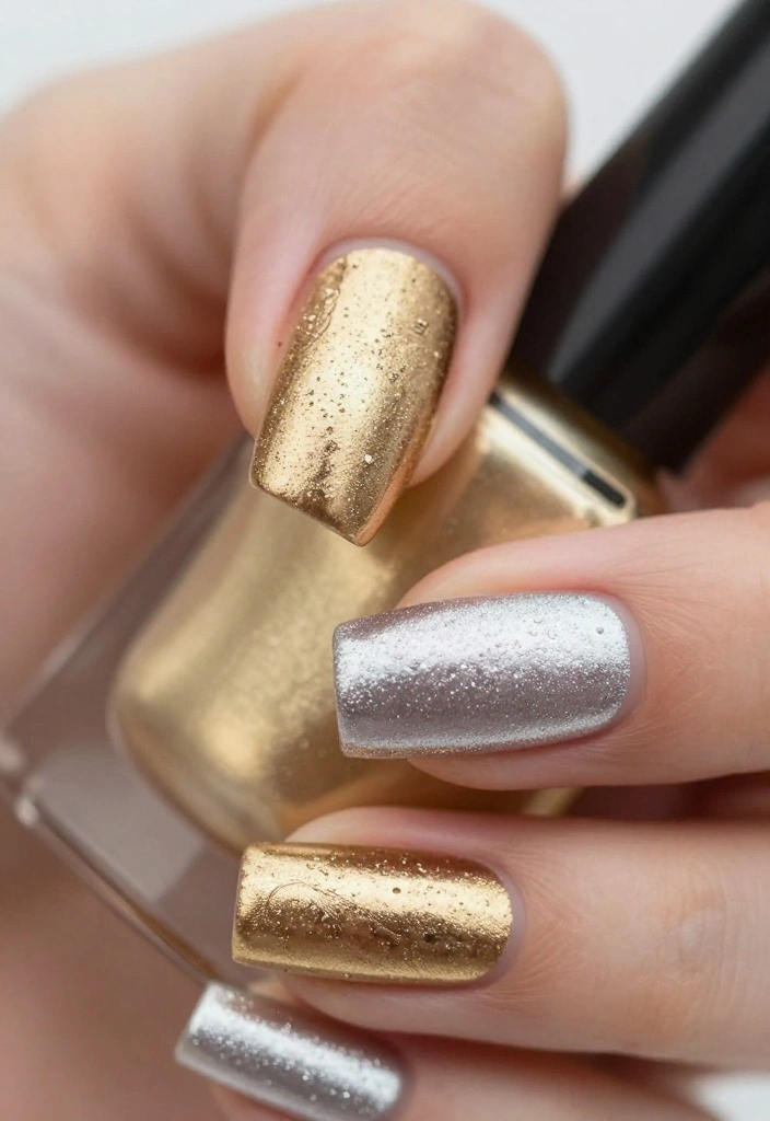 Step By Step: How to Choose Stunning Wedding Nail Ideas for Your Big Day - 9. Metallic Nail Art 1