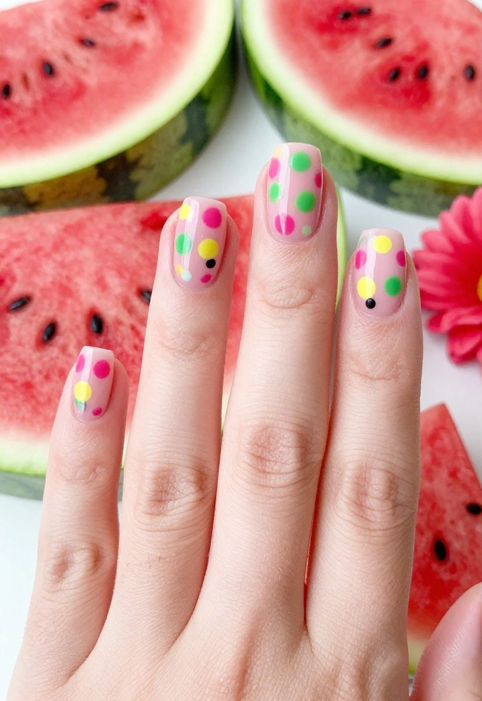 15 Fruity Watermelon Nail Art Ideas You Need to Try Right Now (Summer Vibes Only!) - 12. Watermelon Confetti 1