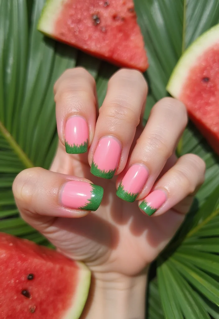 15 Fruity Watermelon Nail Art Ideas You Need to Try Right Now (Summer Vibes Only!) - 3. Watermelon Tips 1