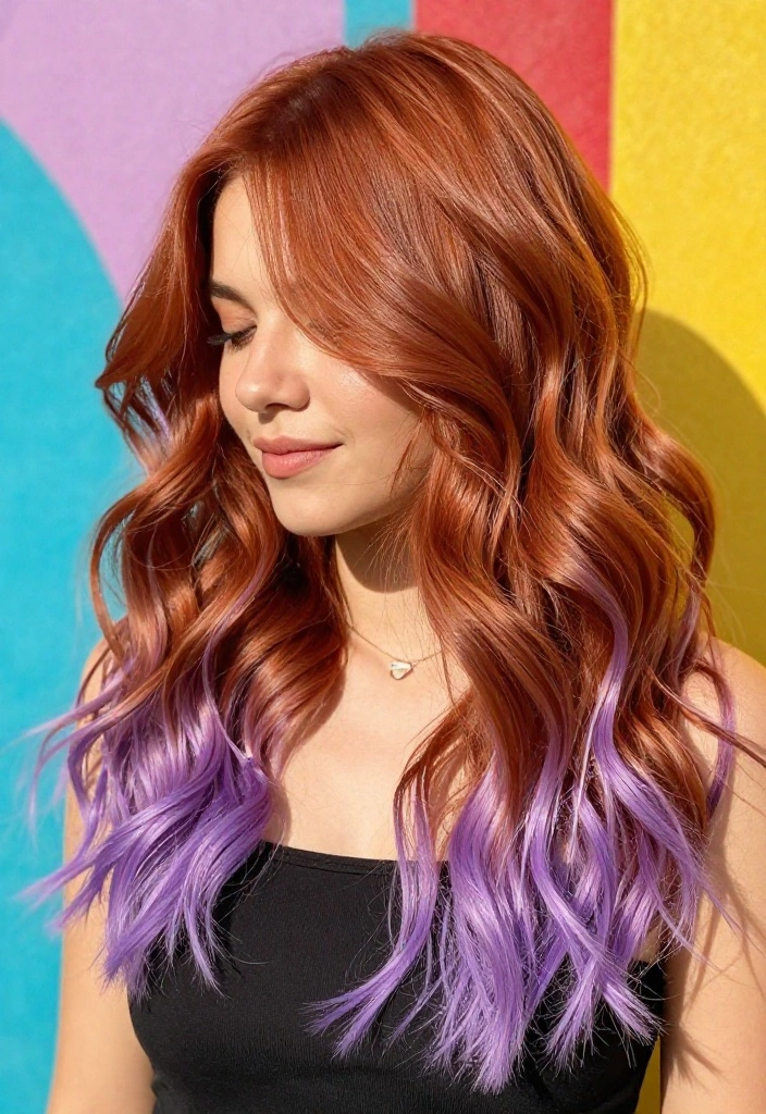 15 Stunning Copper Cinnamon Hair Color Ideas You’ll Absolutely Love! (Transform Your Look with #7!) - 14. Copper Cinnamon with Lavender Tips 1