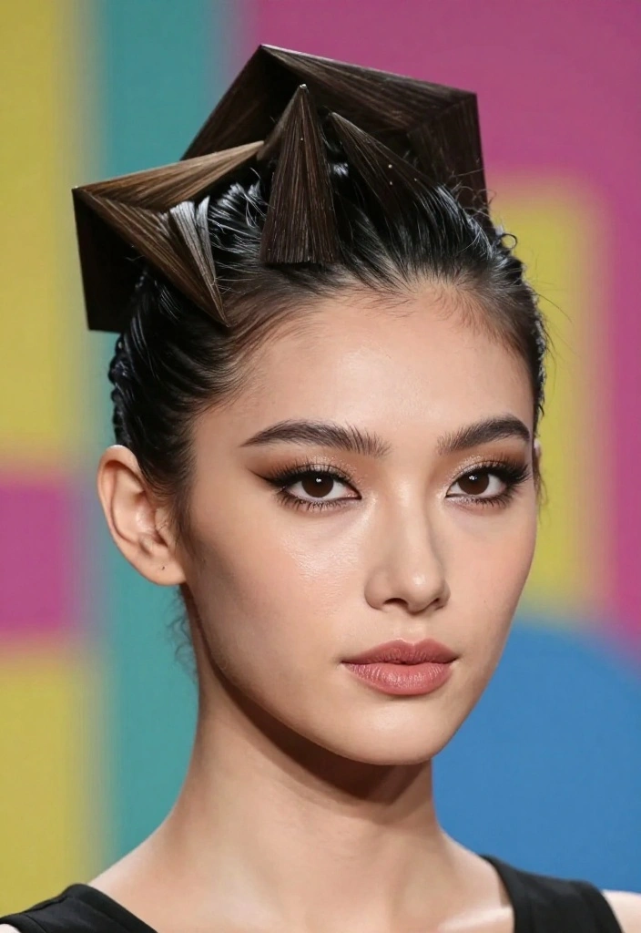 18 Fun Medium Length Updos That'll Steal the Spotlight at Any Party (Don't Miss #3!) - 11. Modern Geometric Updo 1