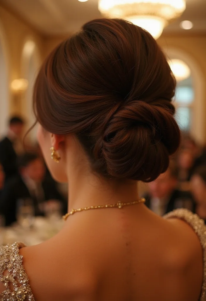 18 Fun Medium Length Updos That'll Steal the Spotlight at Any Party (Don't Miss #3!) - 16. Sleek Low Twist Updo 1