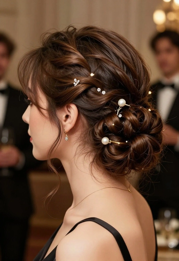 18 Fun Medium Length Updos That'll Steal the Spotlight at Any Party (Don't Miss #3!) - 17. Textured French Twist 1
