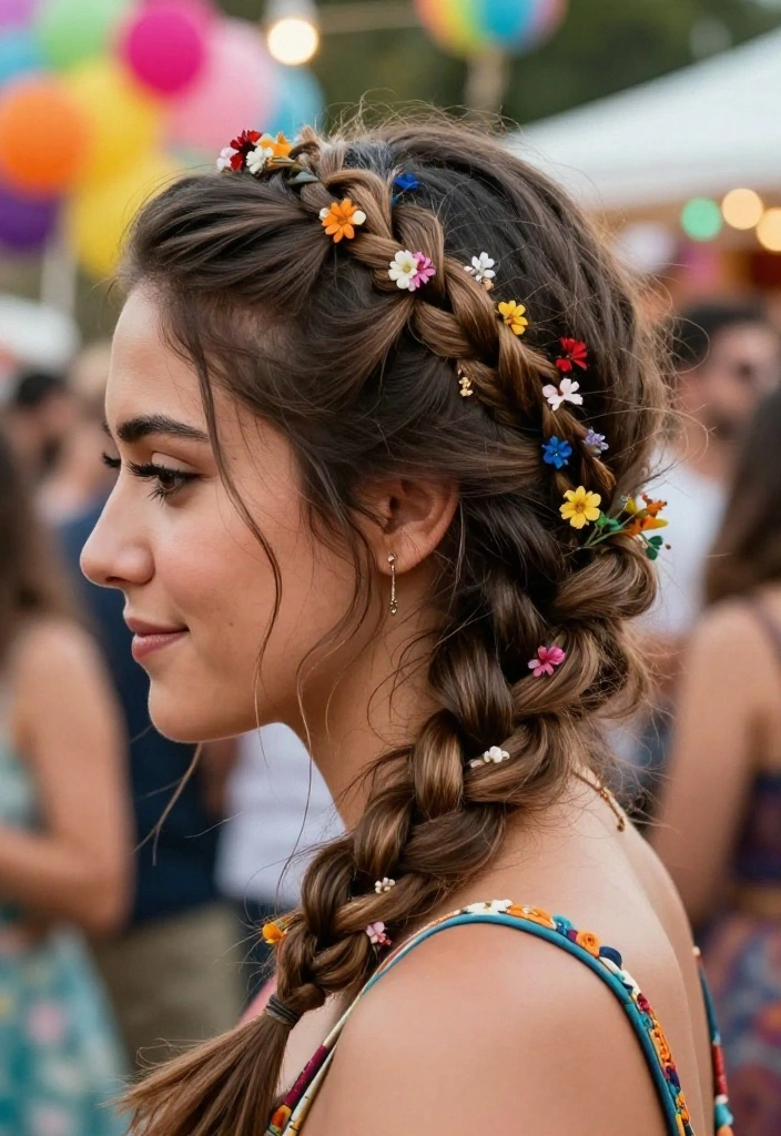 18 Fun Medium Length Updos That'll Steal the Spotlight at Any Party (Don't Miss #3!) - 2. Bohemian Braided Crown 1