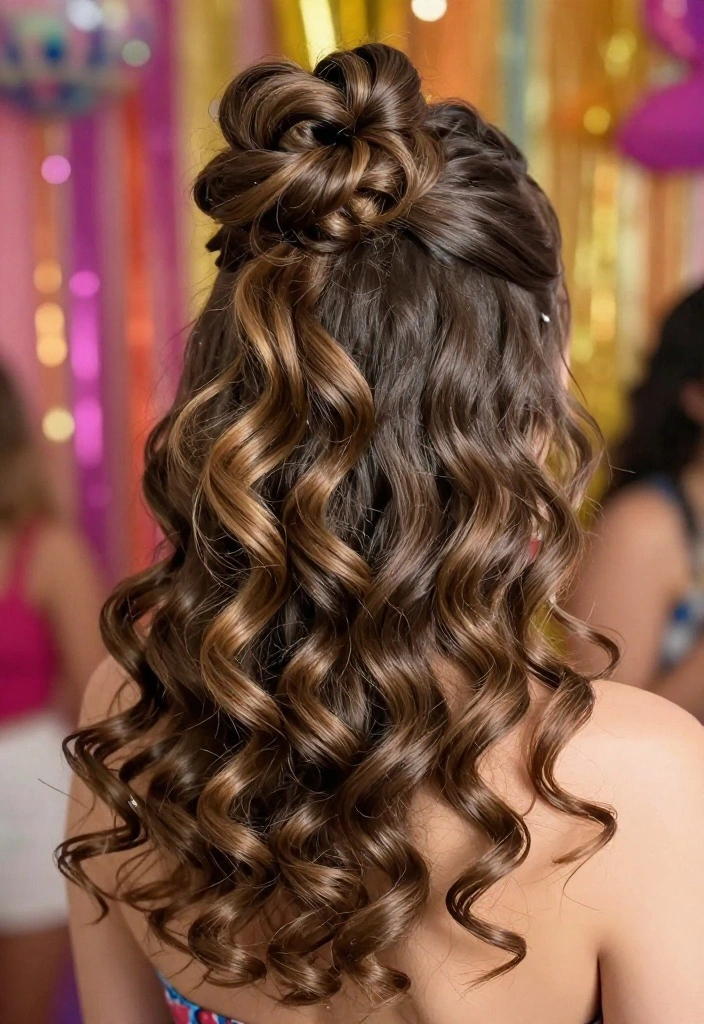 18 Fun Medium Length Updos That'll Steal the Spotlight at Any Party (Don't Miss #3!) - 3. Playful Half-Up, Half-Down 1
