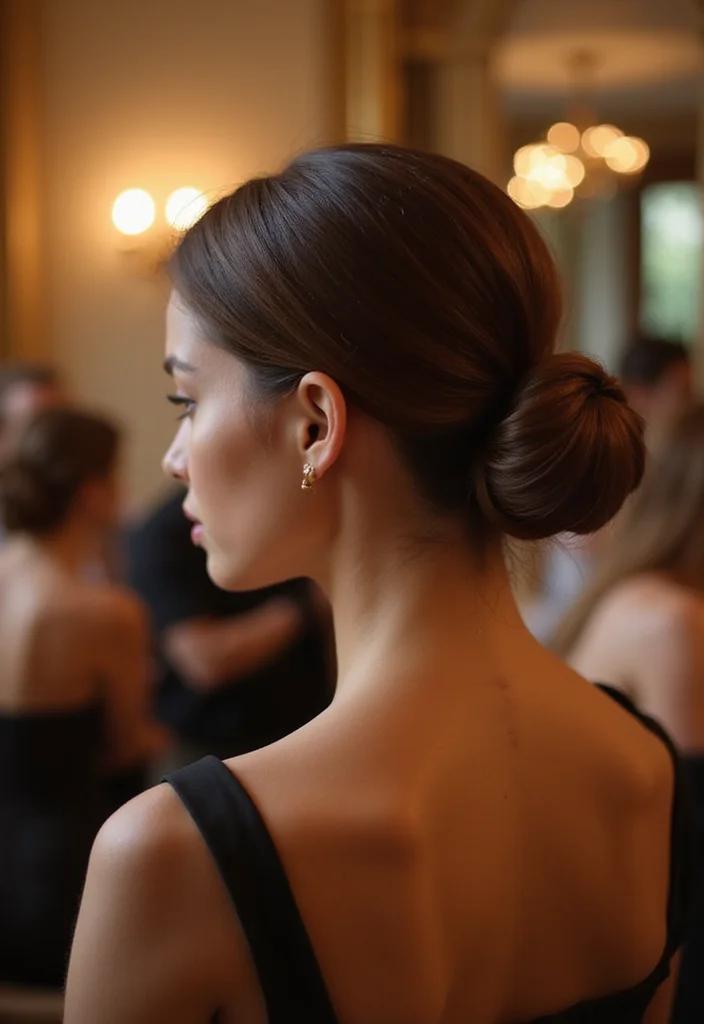18 Fun Medium Length Updos That'll Steal the Spotlight at Any Party (Don't Miss #3!) - 4. Elegant Chignon 1