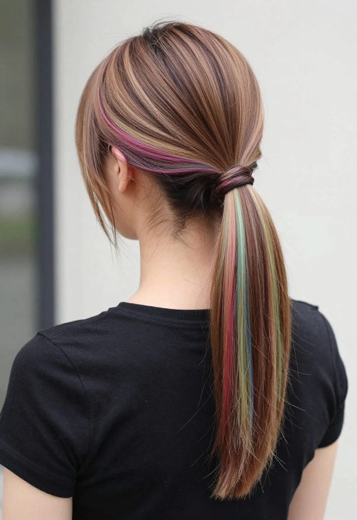 20 Stunning Sleek Ponytail Styles Perfect for Any Occasion! - 15. Sleek Ponytail with a Pop of Color 1