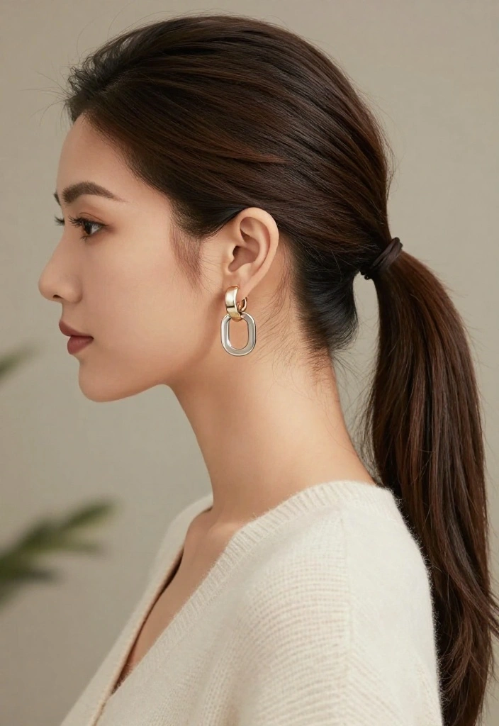 20 Stunning Sleek Ponytail Styles Perfect for Any Occasion! - 17. Sleek Ponytail with Statement Earrings 1