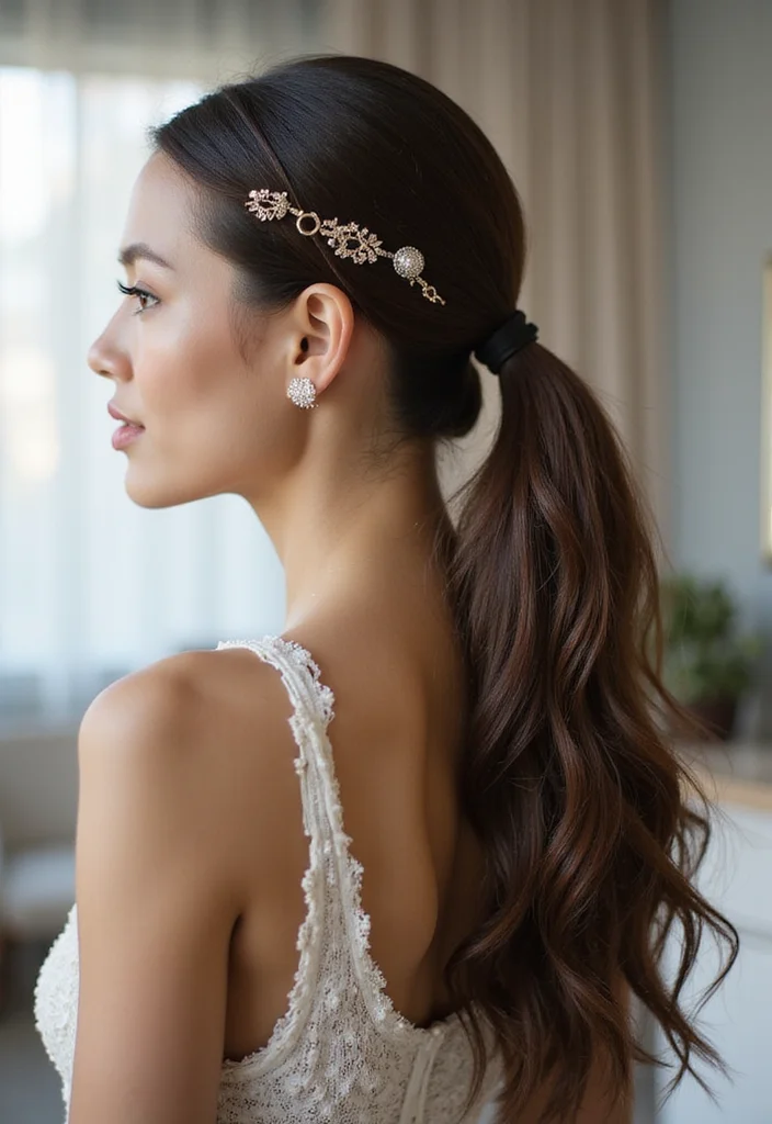 20 Stunning Sleek Ponytail Styles Perfect for Any Occasion! - 6. Sleek Ponytail with Hair Accessories 1