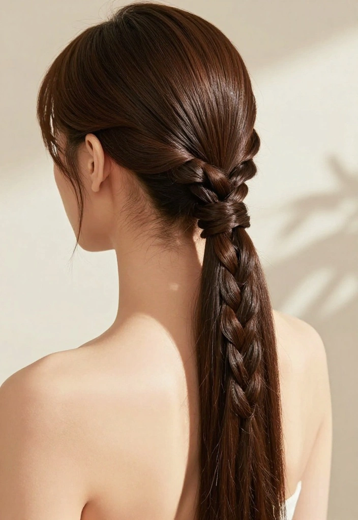 20 Stunning Sleek Ponytail Styles Perfect for Any Occasion! - 7. Braided Sleek Ponytail 1
