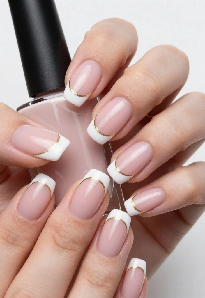 20 Stunning Thin Gold Lines Nail Ideas That'll Elevate Your Manicure Game! - 1. Classic French Tips with Gold Lines 1