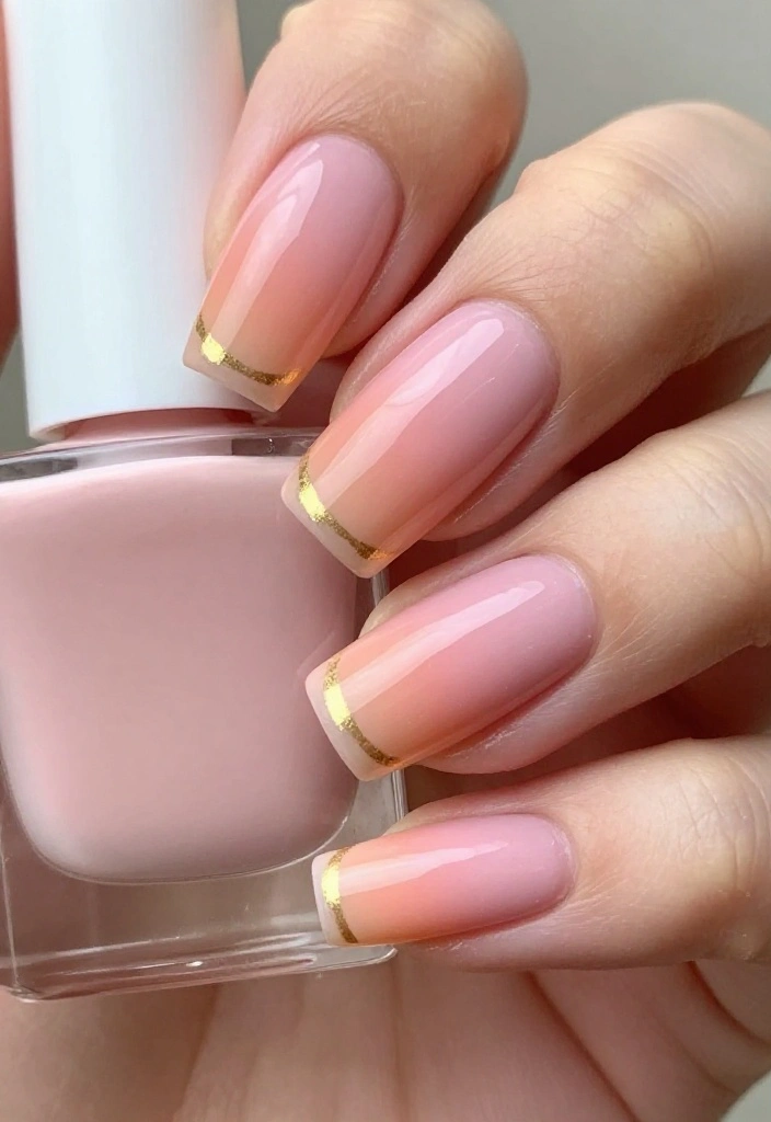 20 Stunning Thin Gold Lines Nail Ideas That'll Elevate Your Manicure Game! - 10. Smooth Gradient with Gold Accents 1