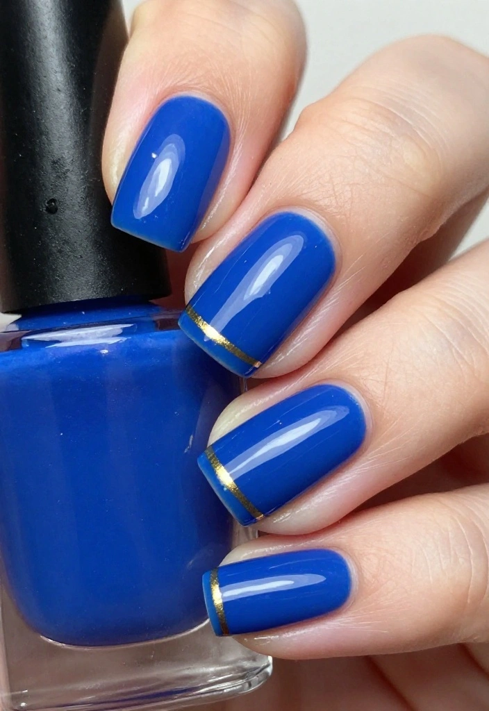 20 Stunning Thin Gold Lines Nail Ideas That'll Elevate Your Manicure Game! - 16. Bold Colors with Gold Lines 1
