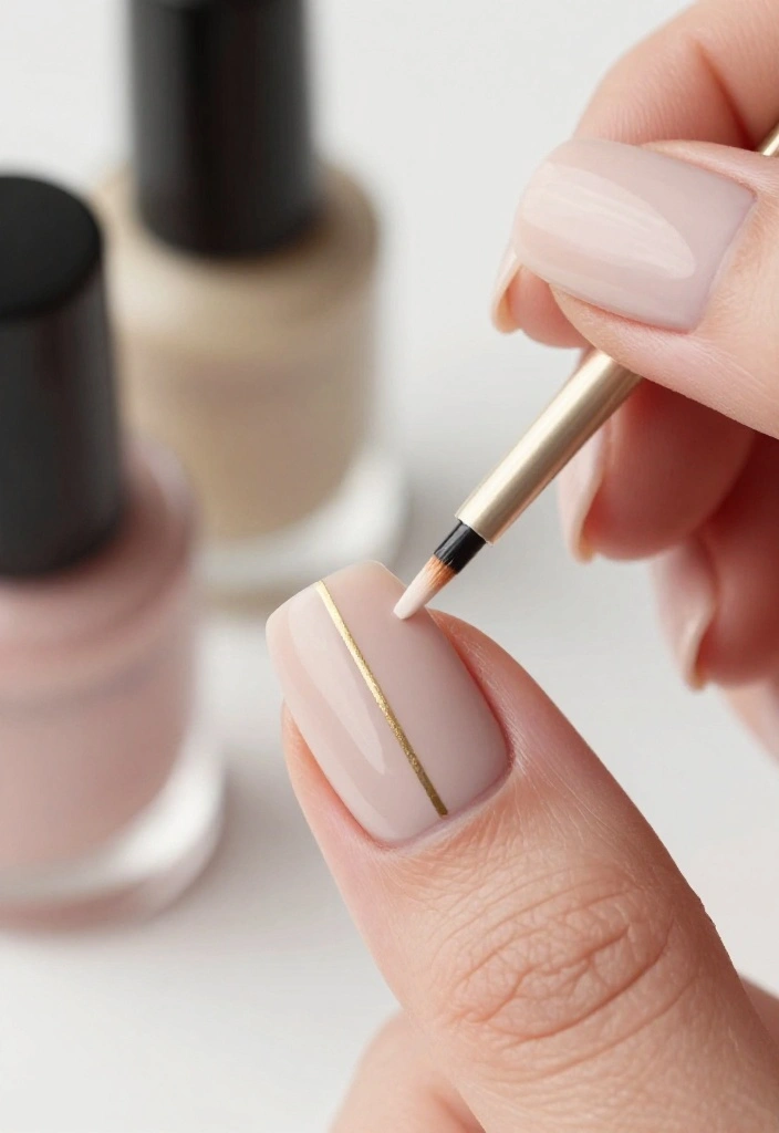 20 Stunning Thin Gold Lines Nail Ideas That'll Elevate Your Manicure Game! - 3. Minimalist Chic with a Single Gold Line 1